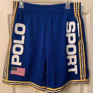 Polo by Ralph Lauren Blue Athletic Shorts with Yellow Stripes